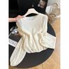 Korean-Style Women's Two-Piece Knit Top: Airy, Hollow-Out, Thin, Long-Sleeved Autumn Casual
