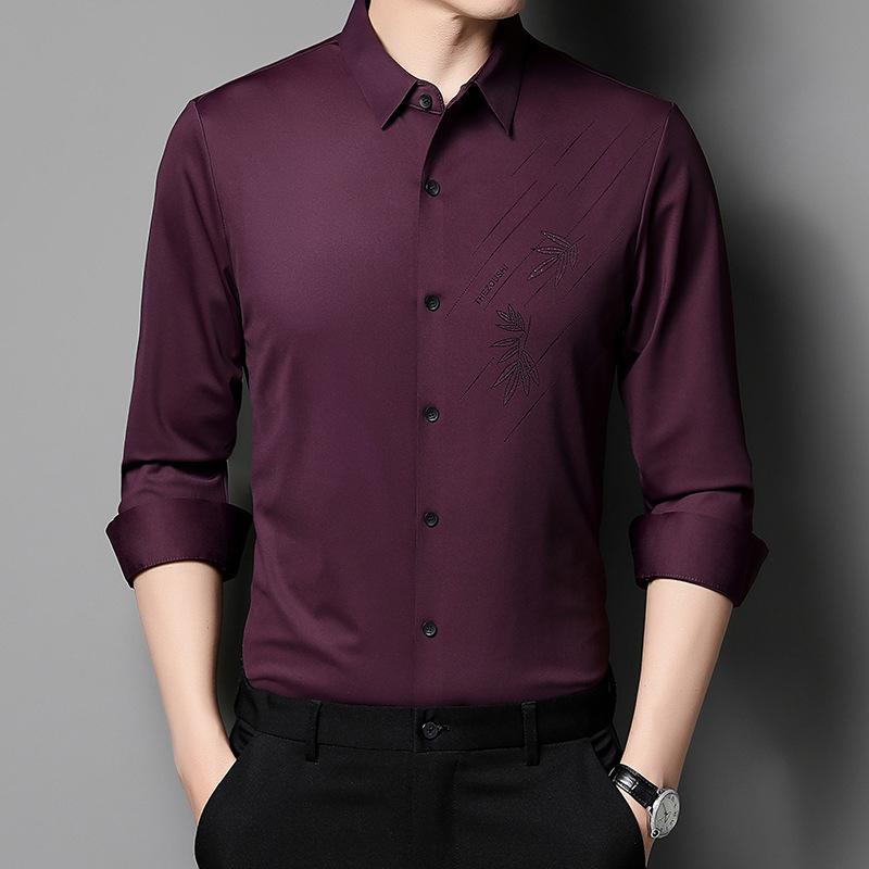 Autumn Business Men's Shirt Lapel Cardigan Long Sleeve Inch Shirt Middle-aged Base Shirt Men's Shirt Shirt