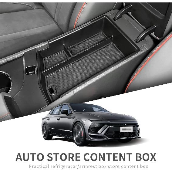 smabee Center Console Organizer for 2024 2025 Hyundai Sonata N-line Hybrid Accessories Interior Armrest Storage Box ABS Hidden Storage Tray Insert
