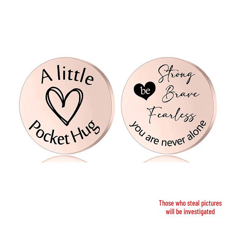 Lucky Charm Motivational Coin: Engravable Stainless Steel Couple & Family Gift Ornament.