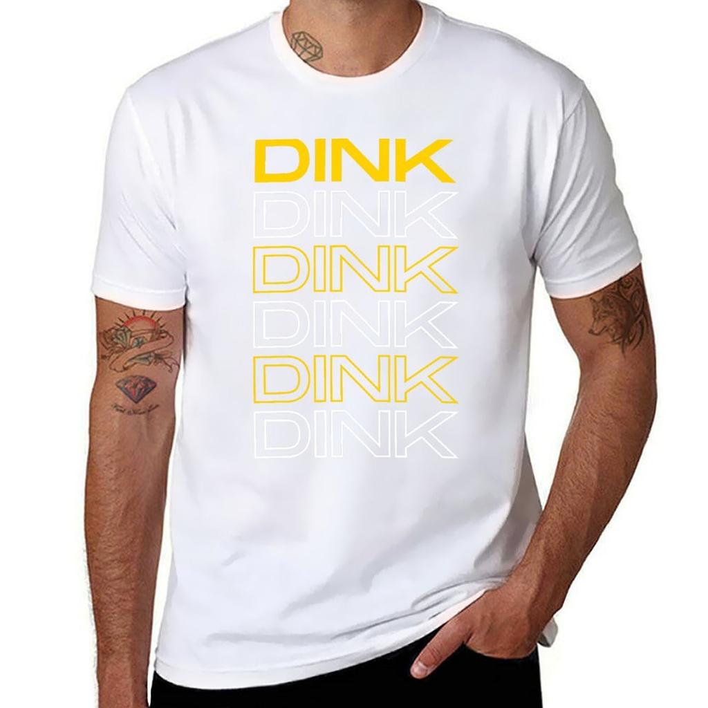 Yellow Pickleball DINK Text Design Dark T-Shirt Halloween Casual T-Shirt