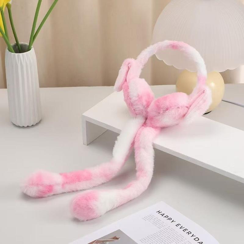 

1Pcs Moving Rabbit Ears Warm Color Plush Ear Muffs Popular Online Style Home Ear Muffs For Men Women Children Keep Warm Ear Muff