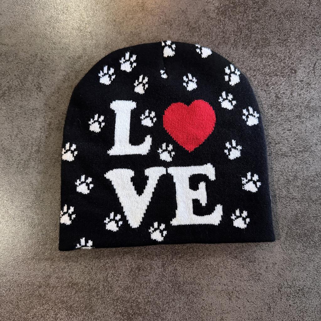 Love Letter Pattern Beanie Knitted Hat For Warm Winter Cap Breathable Fashion
