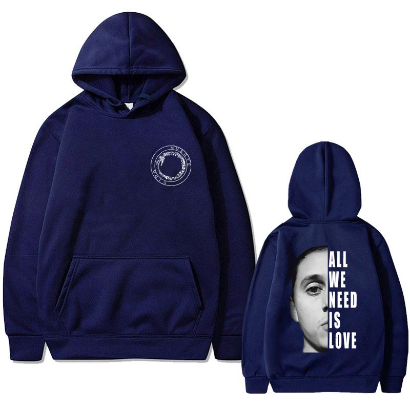 Singer Canserbero All We Need Is Love Double Sided Print Hoodie Men Women Loose Oversized Sweatshirt Male Fashion Black Hoodies