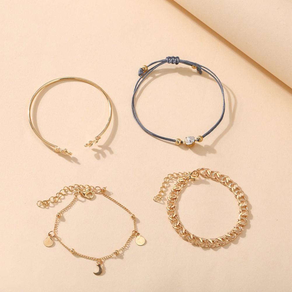 4 Pcs/set Women's Bracelet Rhinestone Simple Style Alloy Bracelet