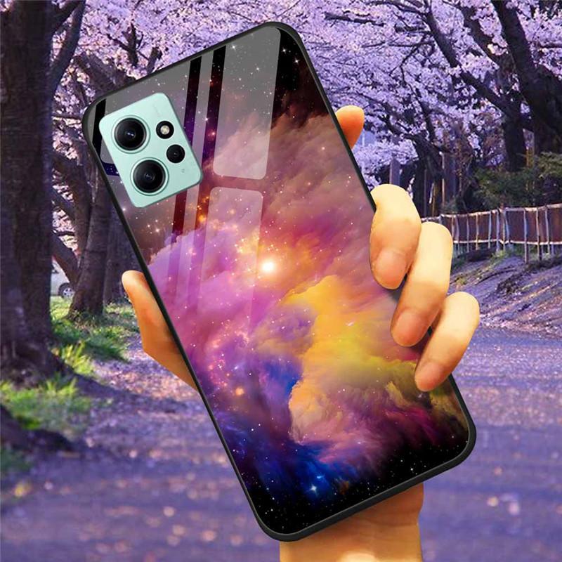 For Xiaomi Redmi Note 12 4G 2023 Case Tempered Glass Starry Marble Hard Back Protective Cover for Redmi NOTE 12 Note12 4G Global