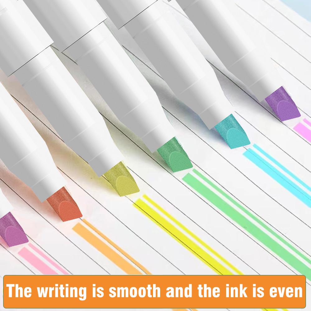 15 Colors Double Headed Highlighter Fluo Marker Set Art Drawing Pens Pastel Stationery Double Tips for Highlighting Coloring