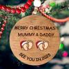 Weihnachtsschmuck „See You in 2025“ aus Holz, Baby-Fußabdruck-Dekoration, Weihnachtsbaum-Anhänger zum Aufhängen für neue Eltern