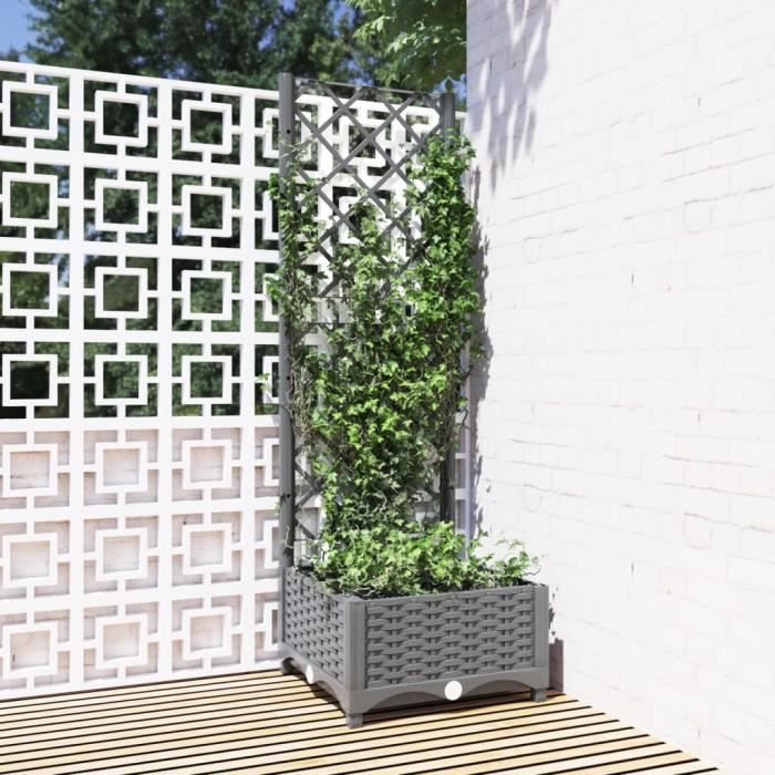 VidaXL Planter with Trellis Light Grey 40x40x121.5 Cm PP 153269