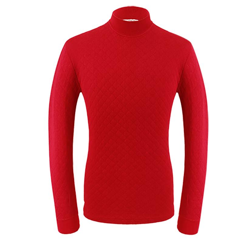 Yi Er Shuang Men's 3-Layer Thick 100% Cotton Mock Neck Thermal Top