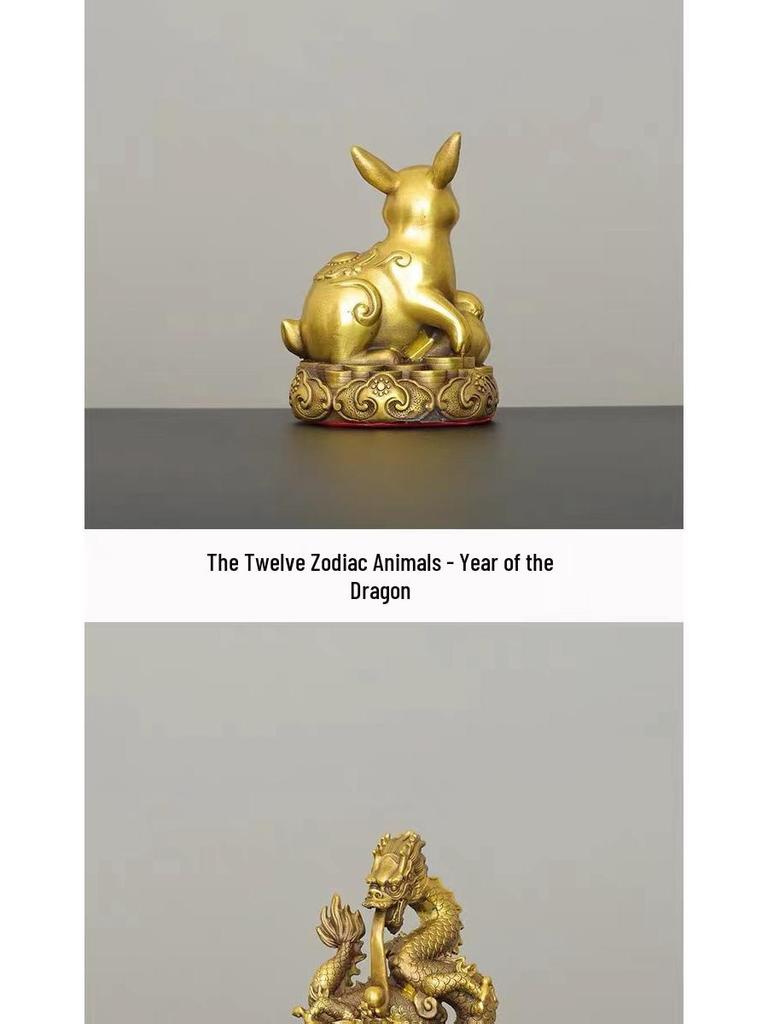 Complete Set of Brass and Copper Chinese Zodiac Ornaments: Rat, Ox, Tiger, Rabbit, Dragon, Snake, Horse, Sheep, Monkey, Rooster, Dog, Pig.