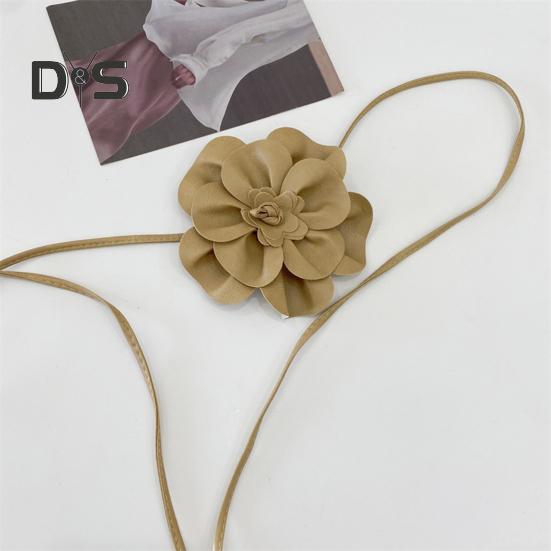 Boho Flower Waist Belt for Women Girls Floral Faux Leather Rope Waist Band Wedding Dress Thin Waistband