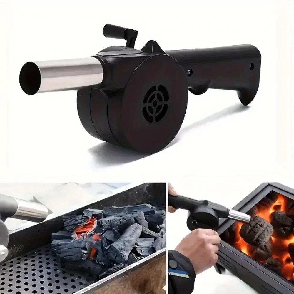Hand-cranked Air Blower Barbecue Fan Mini Portable BBQ Grill Fire Bellows Picnic Camping Accessories Outdoor Hand Tools