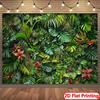 Sfondo 2D Foresta Pluviale Tropicale Monstera Palma Fiore Rosso Muro Verde