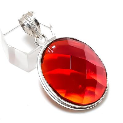 Natürlicher Mosambik Granat, handgefertigt, 925 Sterling Silber, Geschenkanhänger, 4,5 cm, a2t60