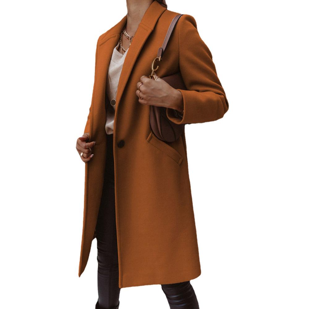 2026 Nieuwe Dames Wolmix Trenchcoat, Reverskraag Middellang Knopen aan de Voorkant Overjas voor Herfst Winter Casual Kleding