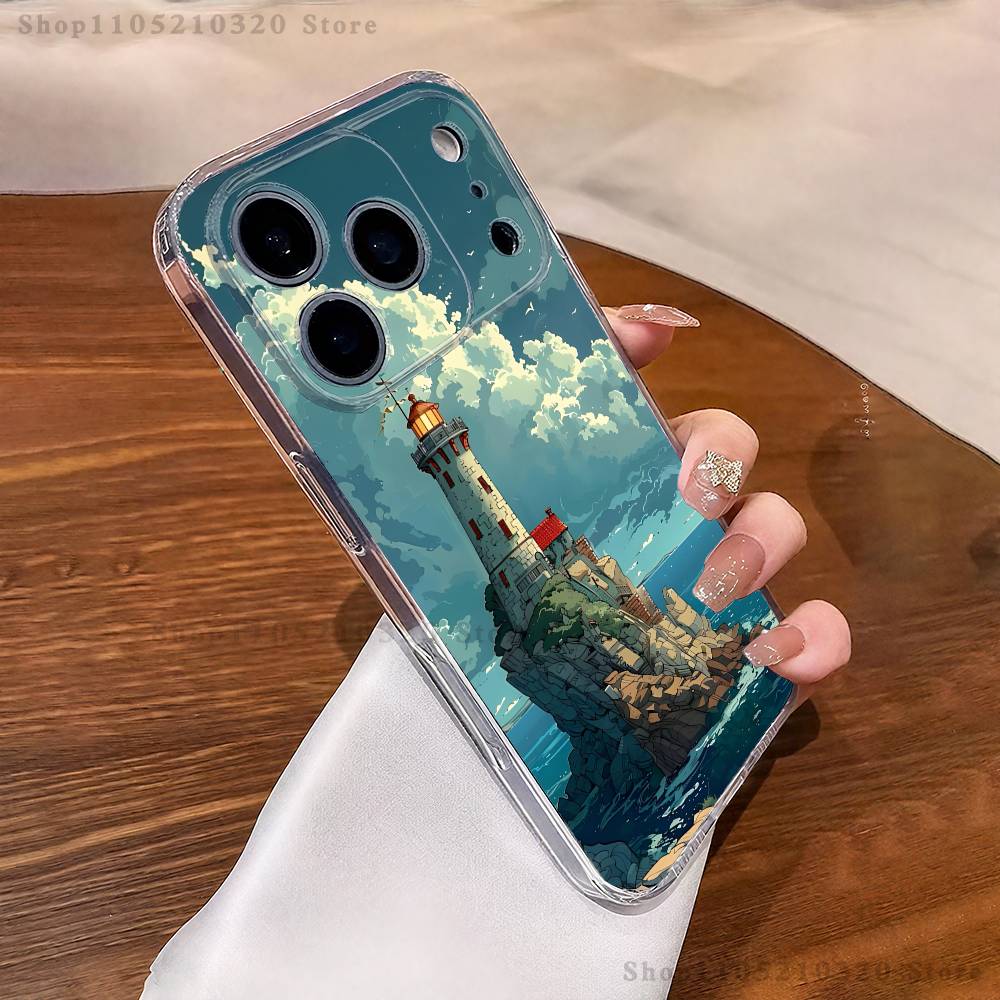 Lighthouse Anime Phone Case For iPhone 17,16,11,15,13,14,12,Air,Mini,Plus,Pro,Max,Plus,E Clear Soft Shell