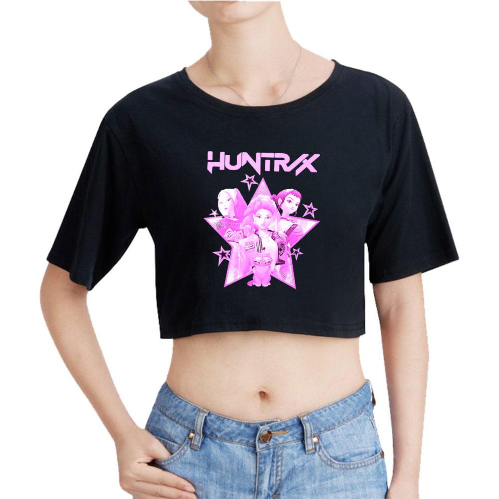 Anime K-Pop Lovci démonů Crop topy Dámské O-výstřih Krátký rukáv Tričko Dívčí móda Dámské Harajuku Krátký rukáv Ležérní