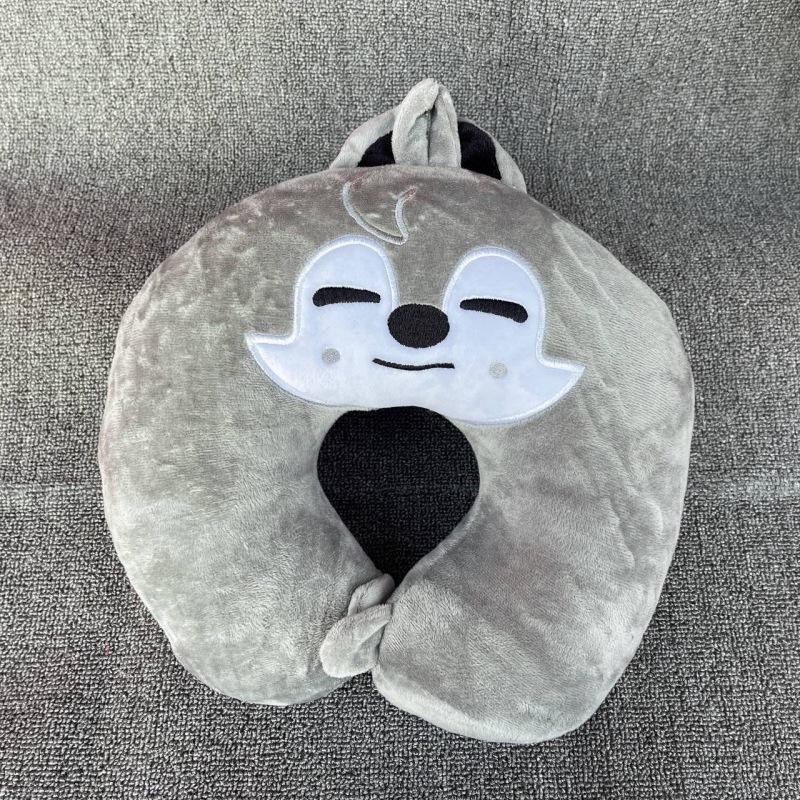 Cute Cartoon U-Shaped Travel Neck Pillow, Soft Polyester Fiber Neck Support Pillow for Nap & Flight
