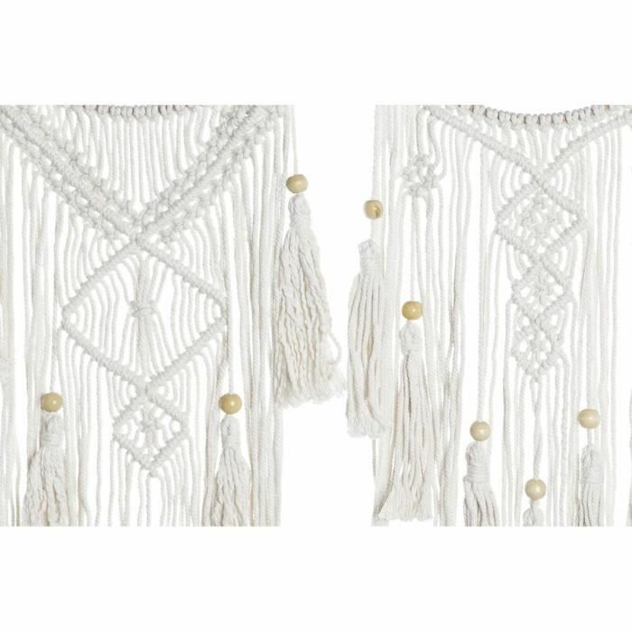 Décoration Suspendue - 25 X 1 X 93 Cm - Marron-blanc - Design Boho - Lot De 2