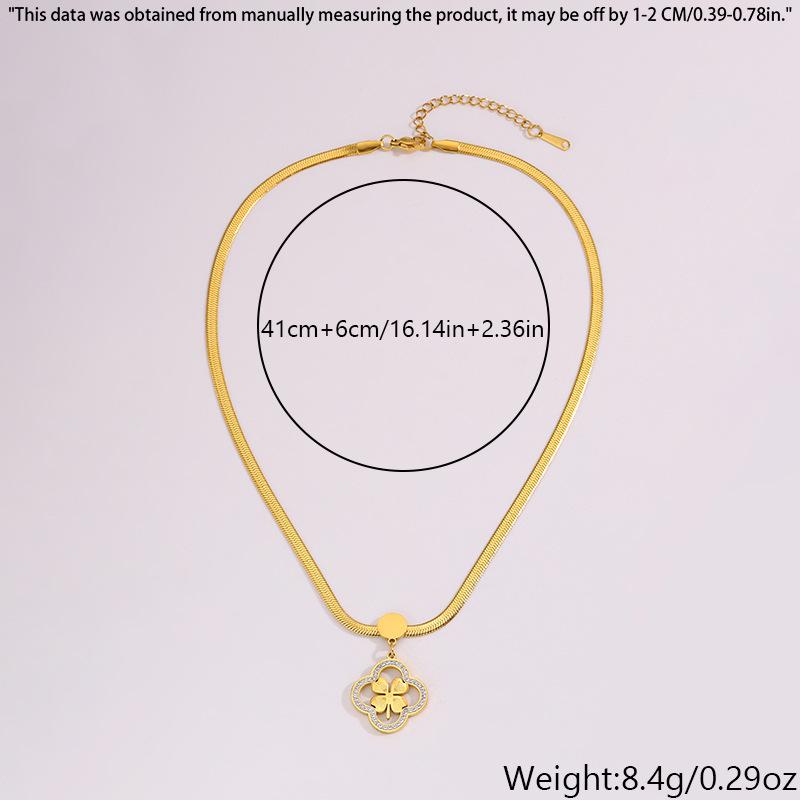 Stylish Four-Leaf Clover Necklace for Women - Durable Titanium Steel with High-End Chain, Non-Fading Design