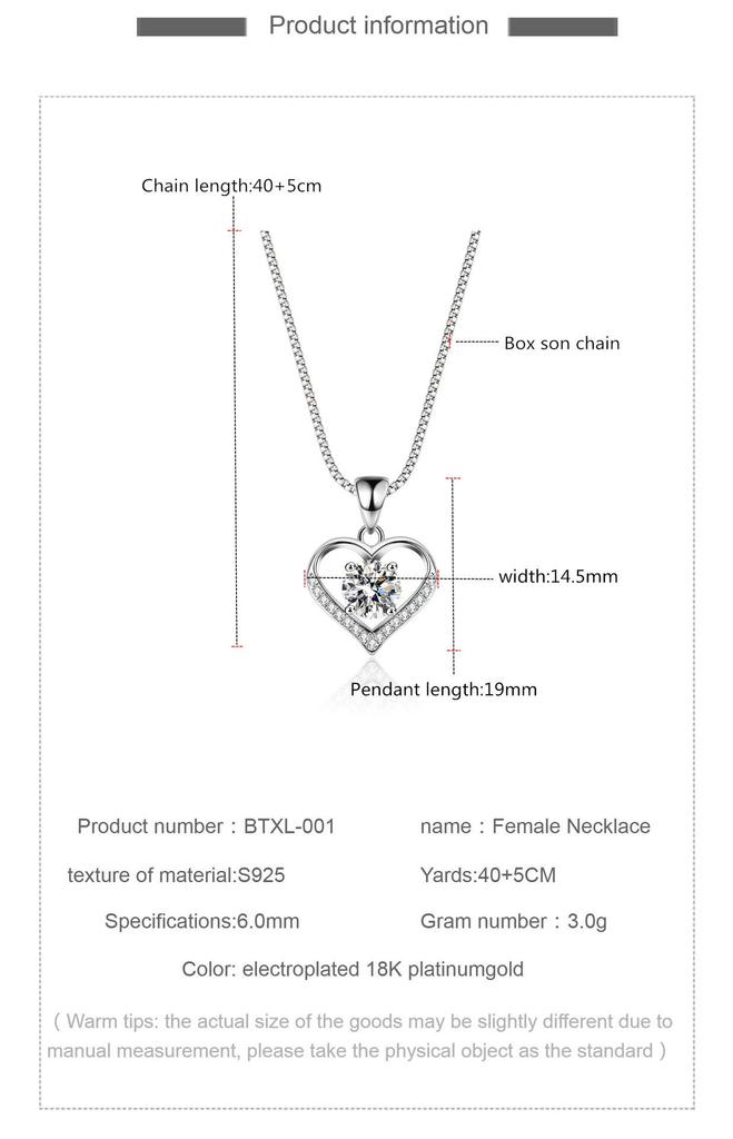 925 Sterling Silver Heart-Shaped Moissanite Jewelry Set: Ring, Necklace, Earrings