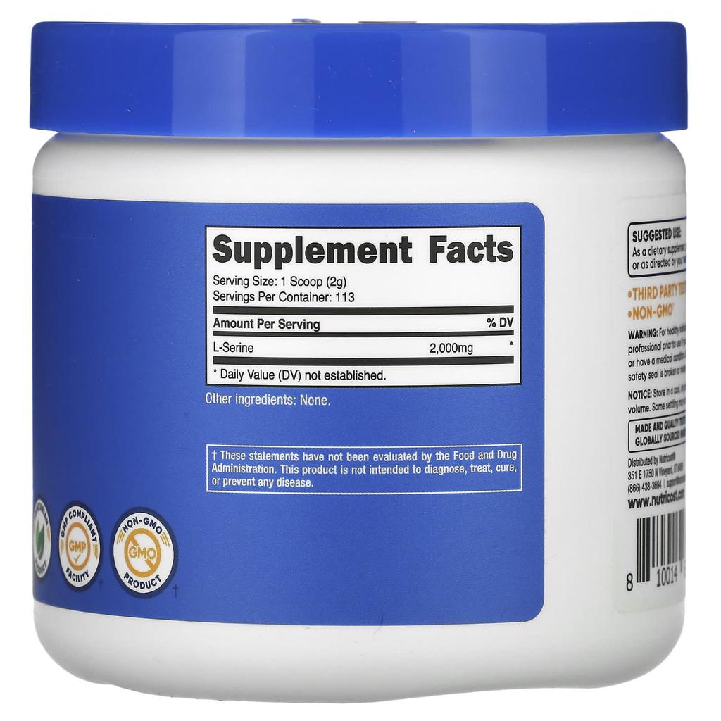 L-Serine Powder, Unflavored, 227G(8Oz)