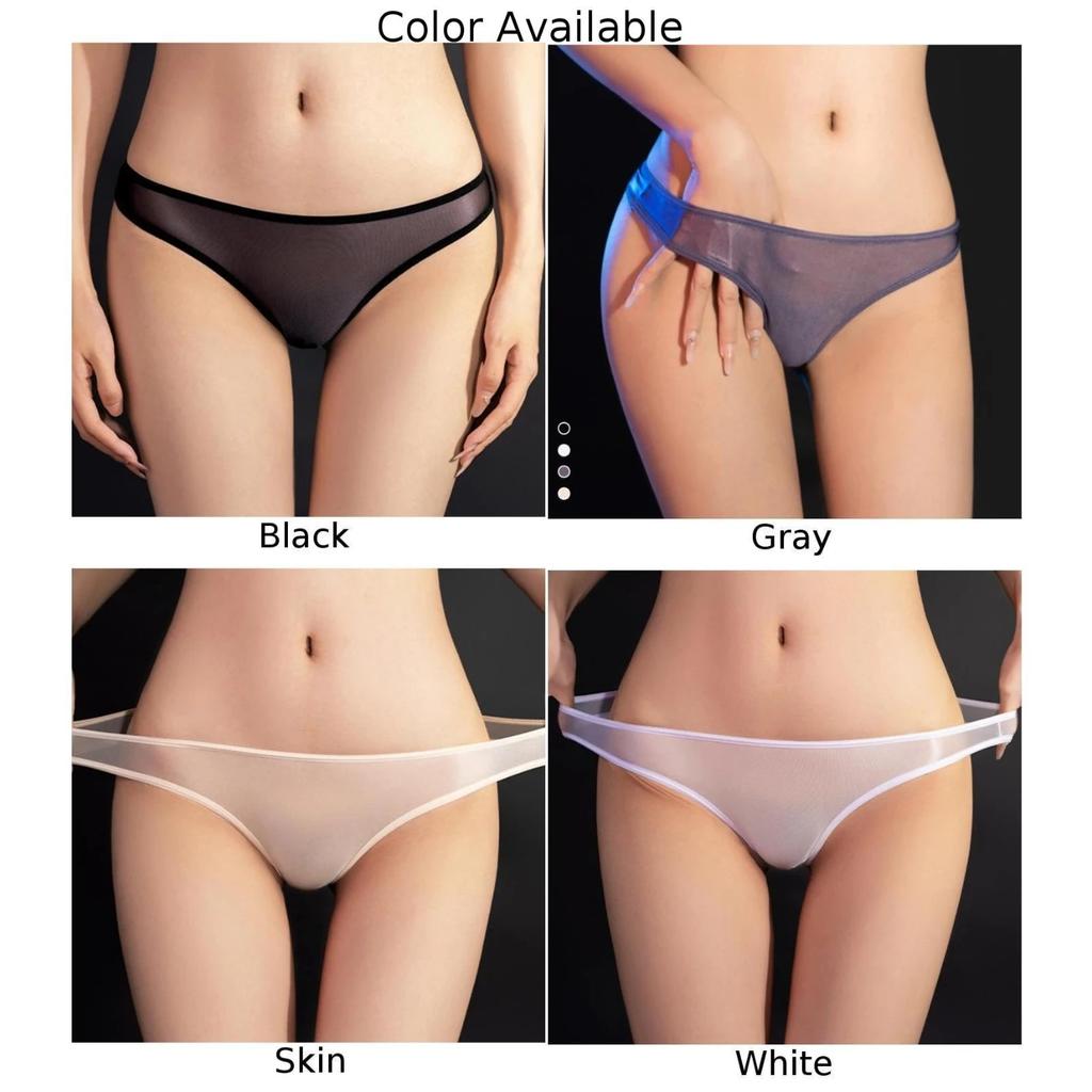 Women Sexy Sheer Seamless Panties Low Rise Underwear See Through Lace Thongs Ultra Thin Briefs