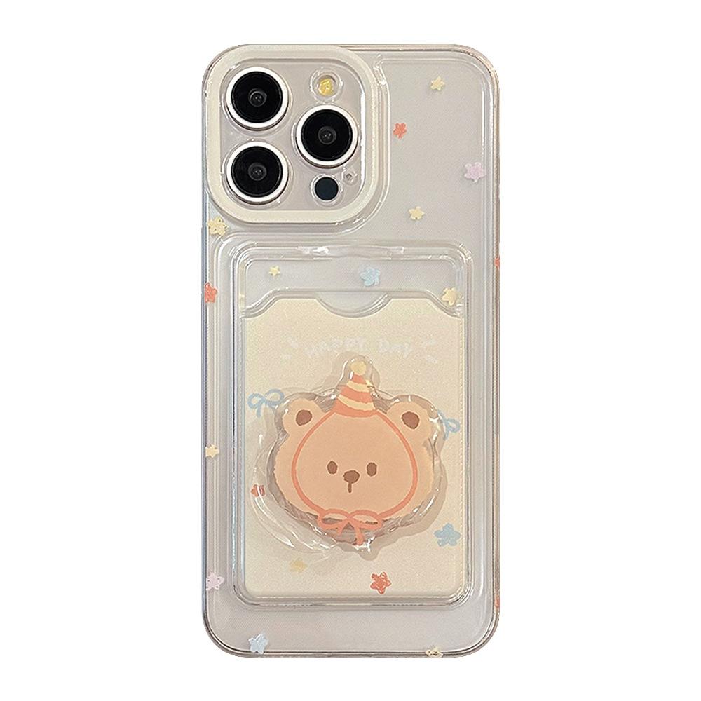 Cartoon Bear Card Holder Phone Case