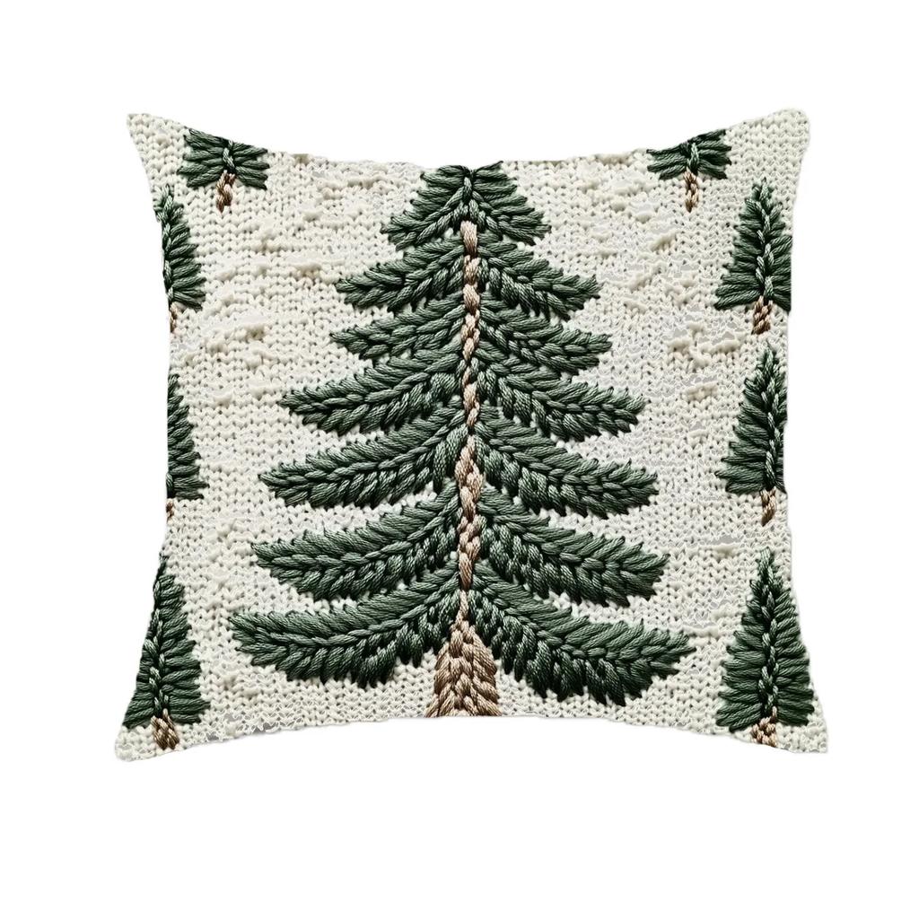 2pc Christmas Decorative Pillow Cover 45x45cm Linen Throw Pillowcase Xmas Tree Snowmen Letter Decor Pillowcase Cushion Cover