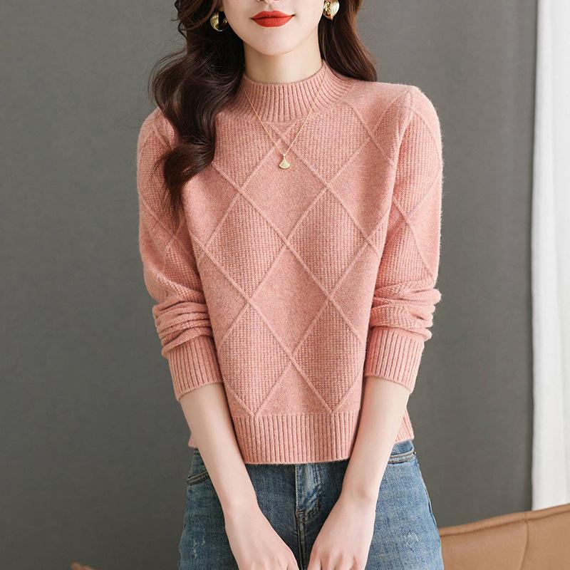 Sweater Women's Autumn/Winter Half High Collar Knitted Bottom Shirt Stylish Interior