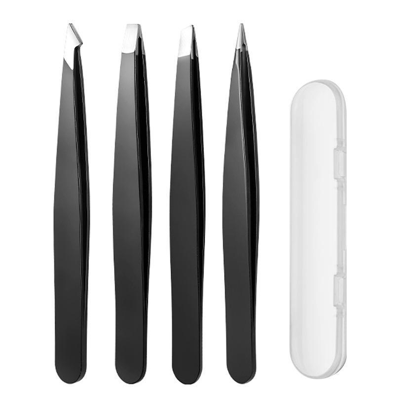 Multi-Purpose Eyebrow Tweezers, 4-Pack Stainless Steel Eyebrow Tightening Facial Hair Trimmer Makeup Tool Set, Eye Shaping Tools