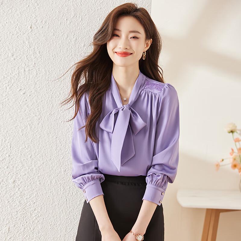 Women's Chiffon Bow Long-Sleeved Shirt
