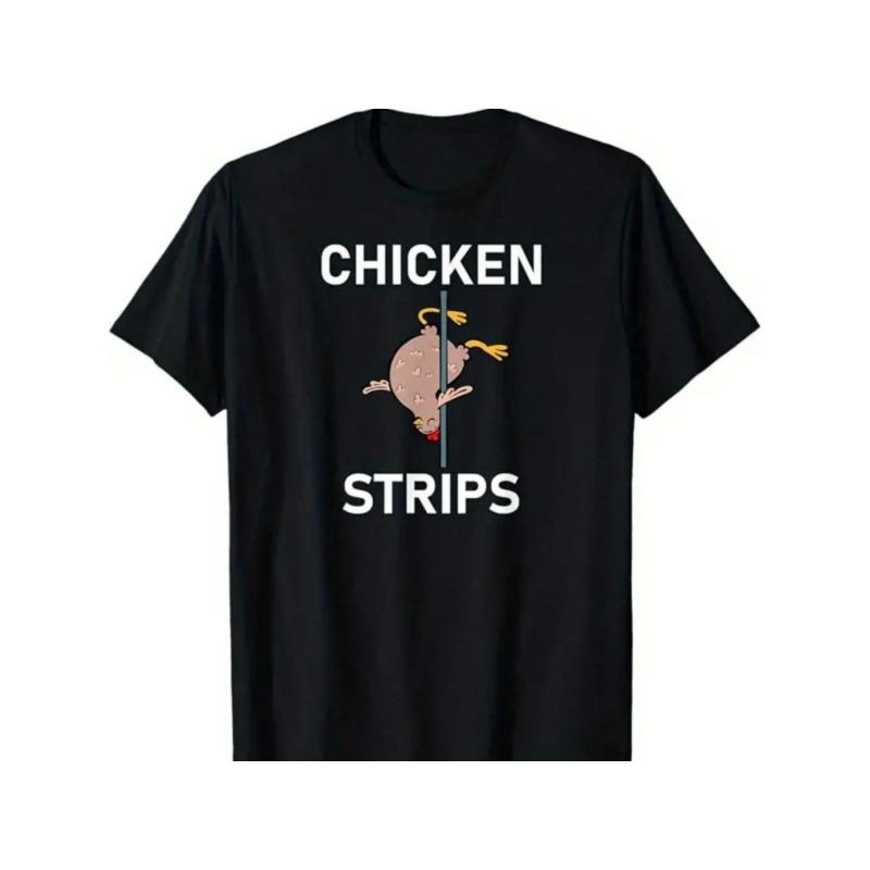 European Sizes Fun Chicken Print Letter Men's T-Shirt , All Seasons, Outdoor Casual Men's Short Sleeve, Crew Neck T-Shirt Men's Blazer