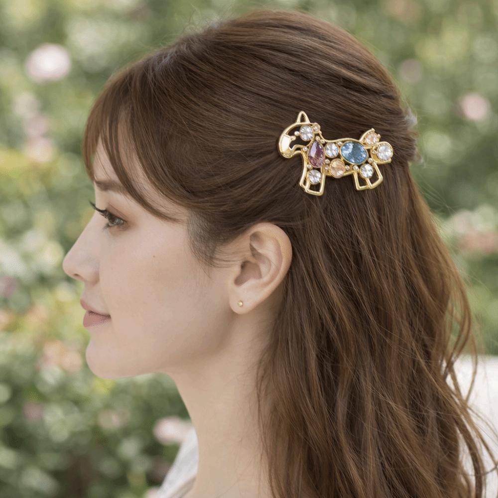Y2K Horse Hairpin Zinc Zinc Zinc Alloy Rhinestone Edge Clip Creative Cartoon Hair Clip  Daily