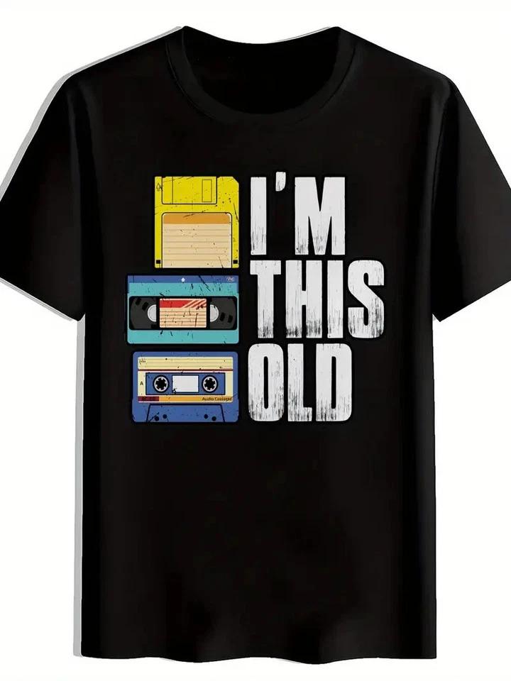 

Men s Vintage I M THIS OLD Cassette Graphic T shirt - Black Retro Music Tee 2XL
