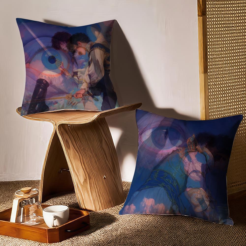 Angel Digital Art Cool Cushion Cover Anti-Dustmite Pillowcase Invisible Zipper Silky Short Plush Sofa Cushion Cover