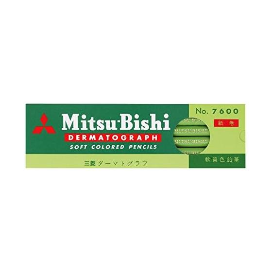 Mitsubishi Pencil Oil-Based Dermatograph No. 7600 Light Green 1 Dozen K7600.5 for Glass, Metal, Plastic with Special Lead