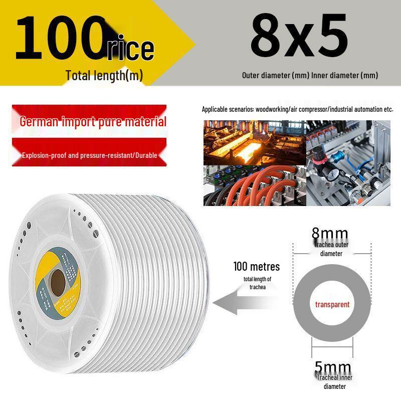 Przezroczysty wysokociśnieniowy wąż powietrzny PU odporny na wybuchy do kompresorów powietrza (Rozmiary: 6/8/10/12/14/16mm)