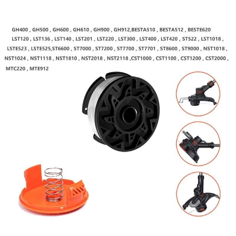 Pack of 6 Grass Trimmer Spools,for Black and Decker Grass Trimmer, Diameter 1.65mm, 10M Trimmer Spool