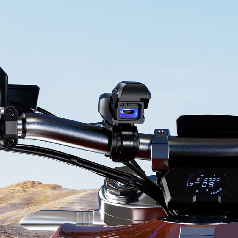 Motorcycle Type-C Port SAE To USB-C Adapter DC9-24V Fast-Charging Adapter Power Outlet for Cellphone Tablets