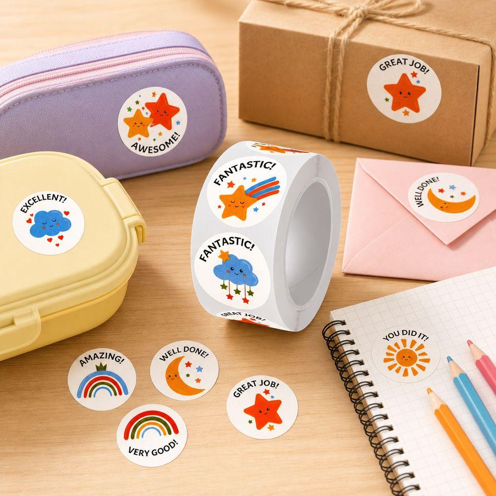 Adhesive Labels Reward Stickers Paper Sticker Roll Gifts Encouragement Stickers Teacher Rewards