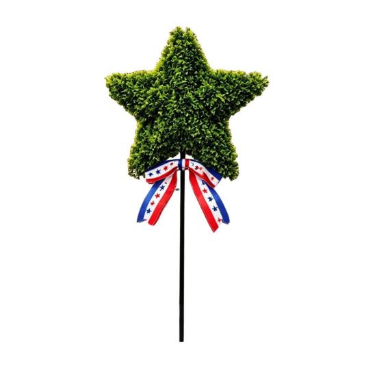 

Star Topiary Garden Stake 4th of July Yard Art Stake Patriotic Outdoor Decoration with Ground Stake for Patio Lawn Flower Bed 1pc
