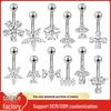 Stainless Steel Zirconia Navel Ring with Inlaid Diamond