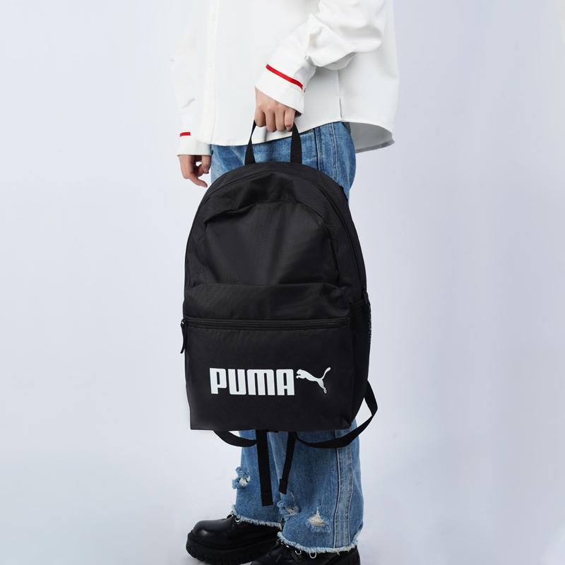 Puma Classic Logo Casual Fashion Trend Fabric Backpack Unisex backpack Black 077482-01