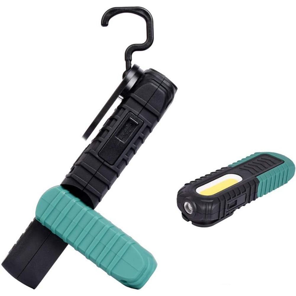 LED Work Light, Portable Rechargeable Torch Workshop Lamp COB Inspection Lights with Hook and Magnetic Base for Car Repair, Garage, Camping, Emergency