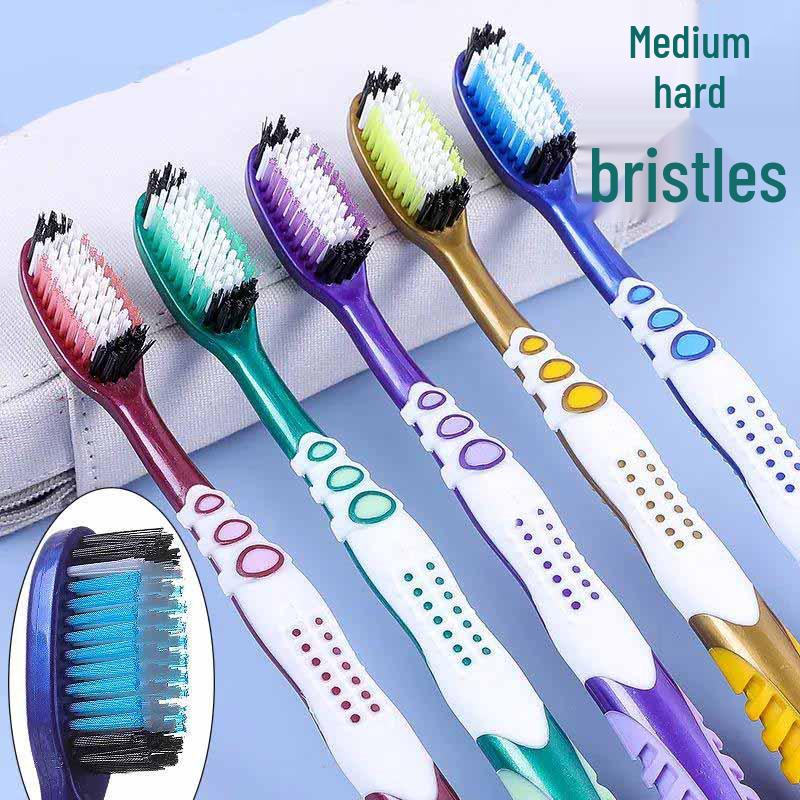 

Premium Hard Bristle Toothbrush for Home Use with Soft Bristle Option, Special Cleaning, Individually Packaged. 907 Hard Bristle Random Color