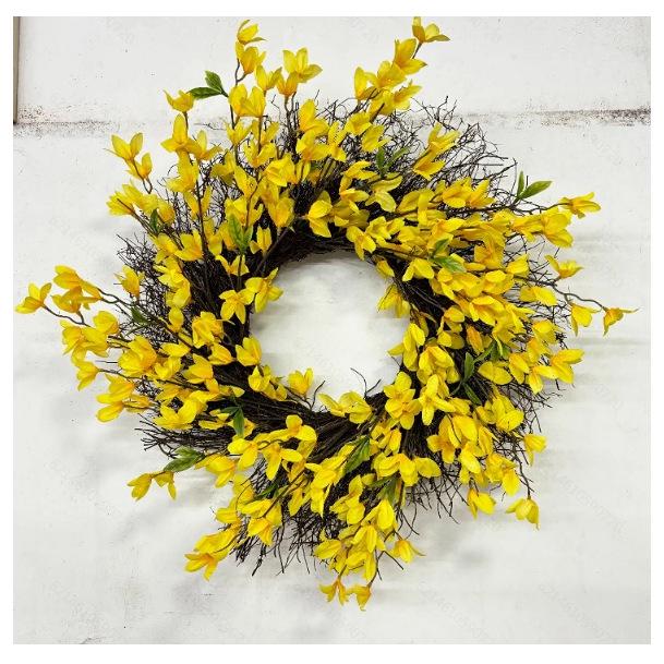 Yellow Forsythia Spring Wreath - Door Hanging Home Decoration