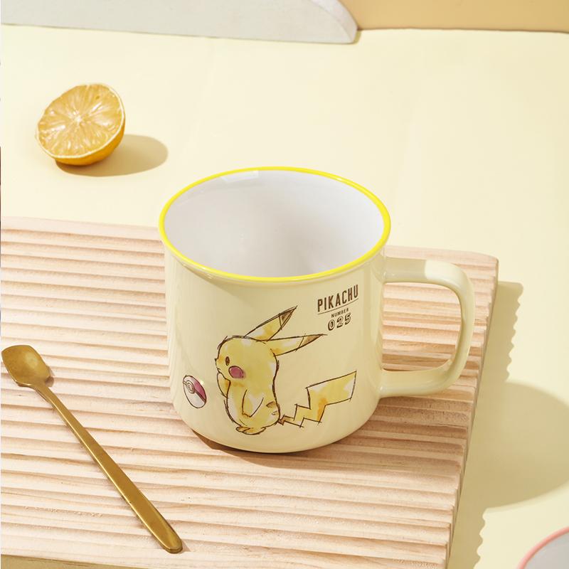 SHUNXIANG Pokemon Ceramic Cup Pikachu Three-Color Cute Cartoon Coffee Tea Mug Daily Use Cup for Home Office Anime Fan Gift Cups