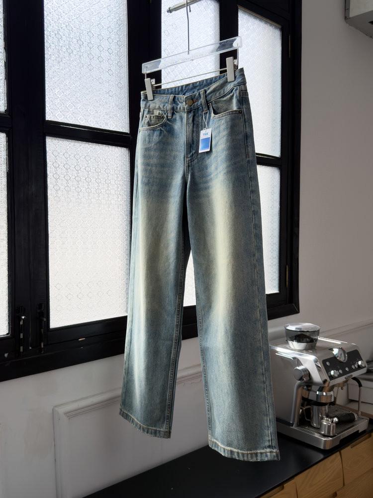 

Premium Washed Salt-Fried Color Women s Straight Leg Denim Pants Small